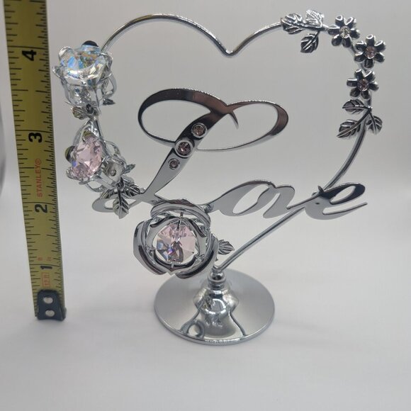 Crystocraft Love Heart topper tabletop crystal anniversary elegant decor wedding - Picture 5 of 7